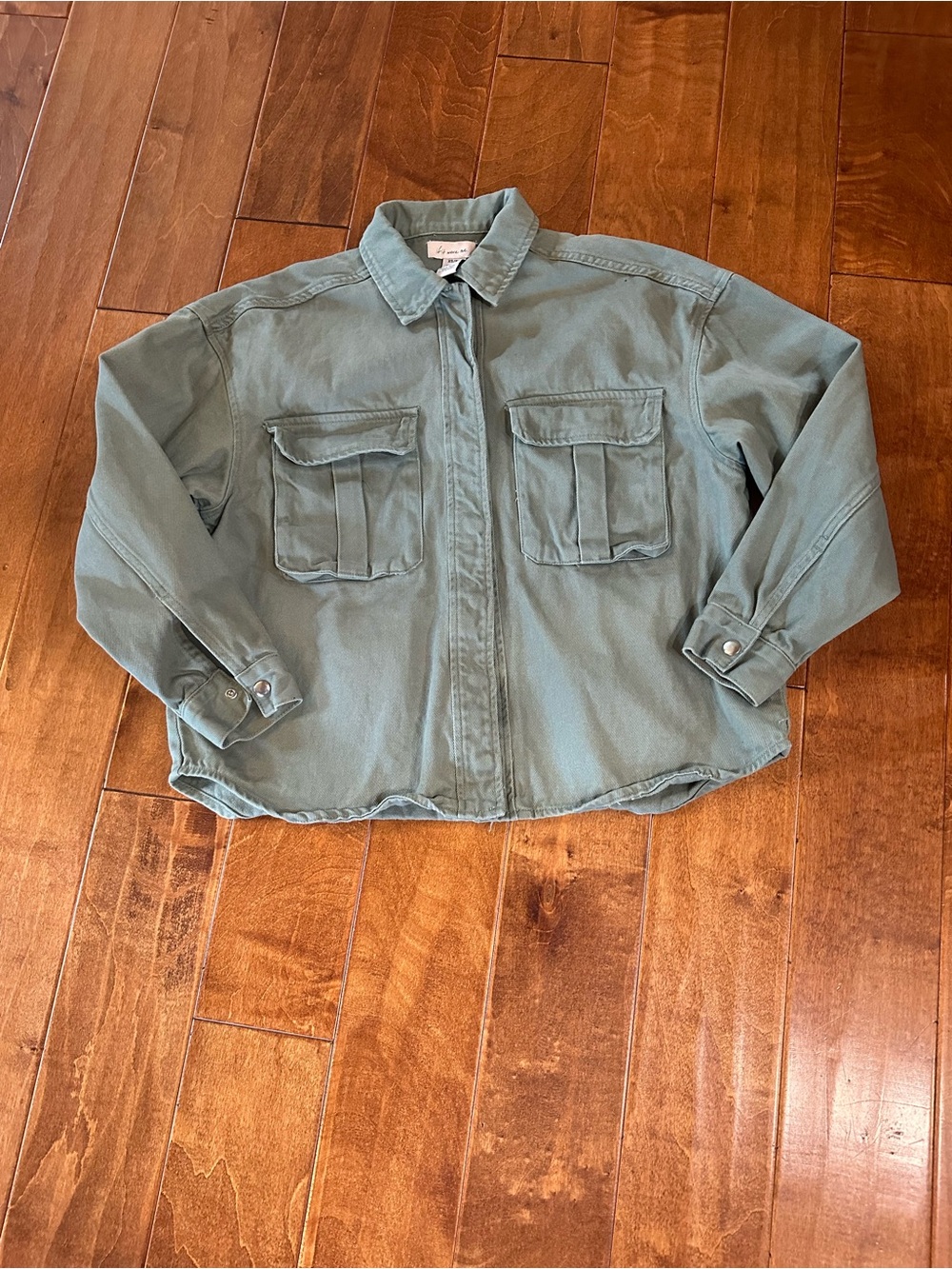Light Sage Utility Button-Up Jacket